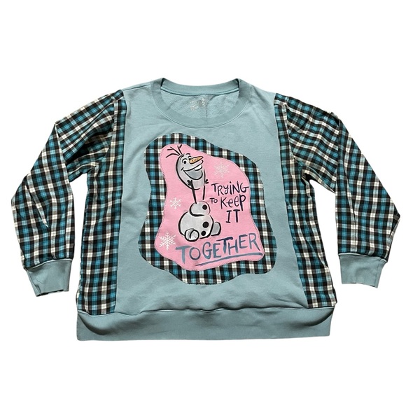 Unique Flannel Sleeve Holiday Sweatshirt I’m trying to keep it together L XL - Picture 1 of 6